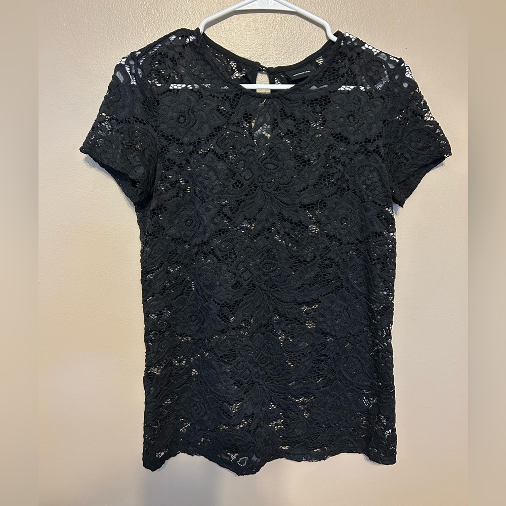 Who What Wear Black Lace Top